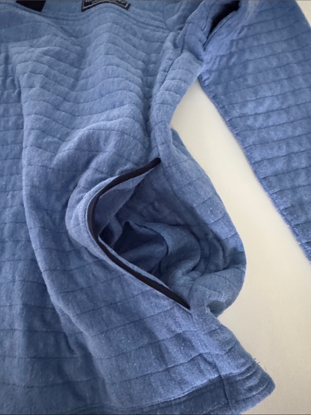 Vineyard Vines Heather Blue Quilted Quarter Button Sweater with Gray Trim - Picture 4 of 6